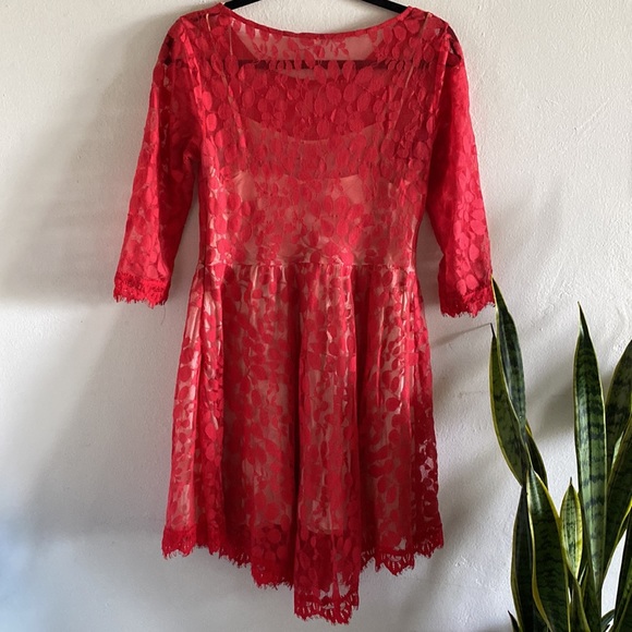 Free people Red Lace Dress - Picture 6 of 6